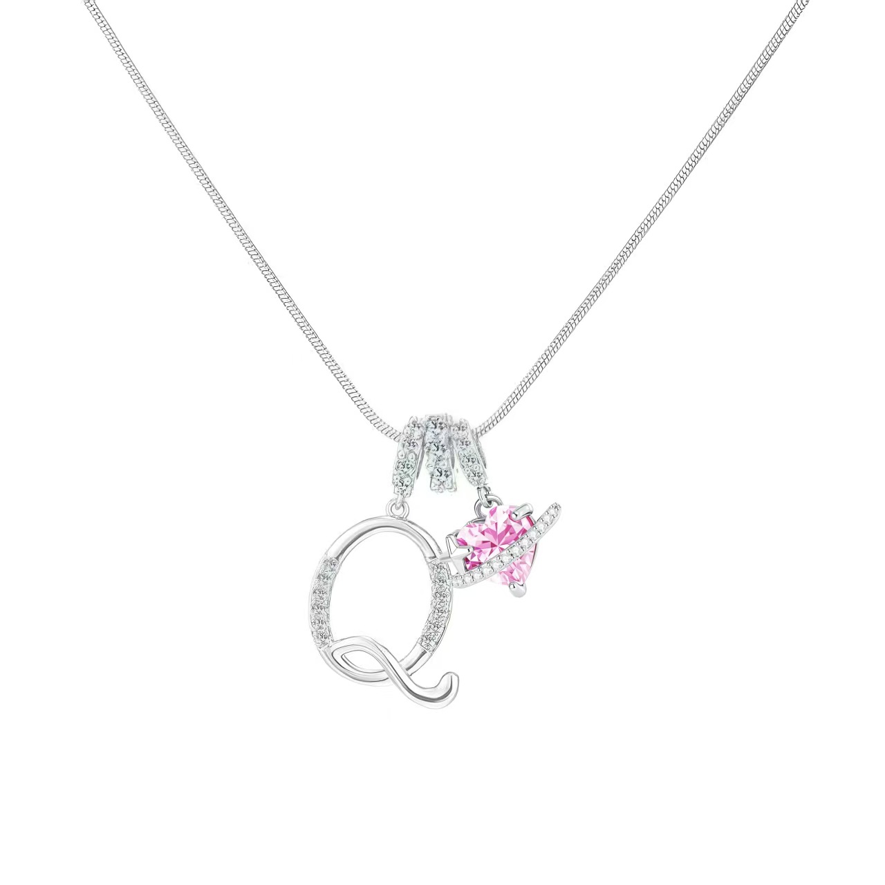 [Copy]Dainty Heart Initial Letter DIY Necklace Series, 22K Gold Plated Stainless Steel Chain with Zircon Pendant