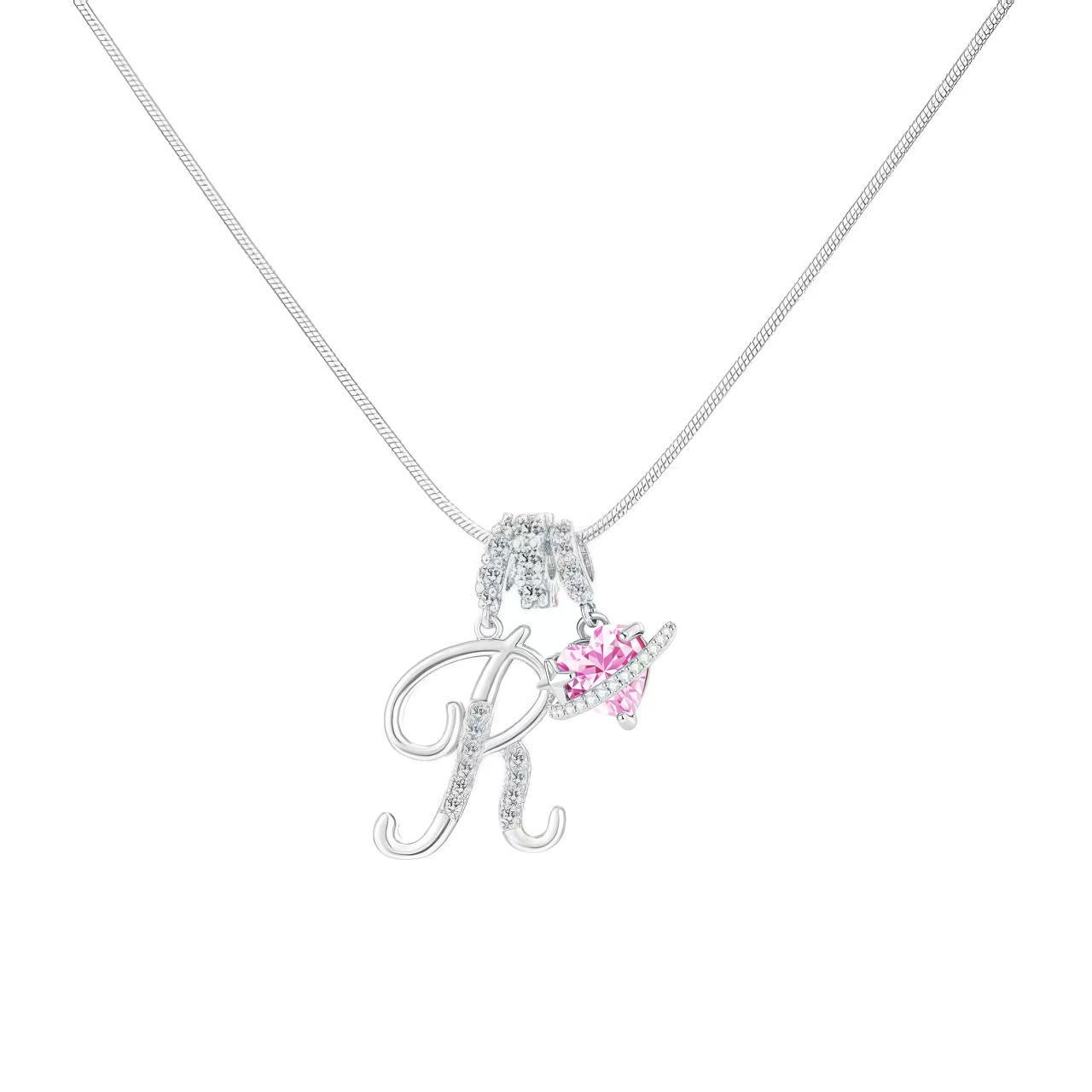 [Copy]Dainty Heart Initial Letter DIY Necklace Series, 22K Gold Plated Stainless Steel Chain with Zircon Pendant
