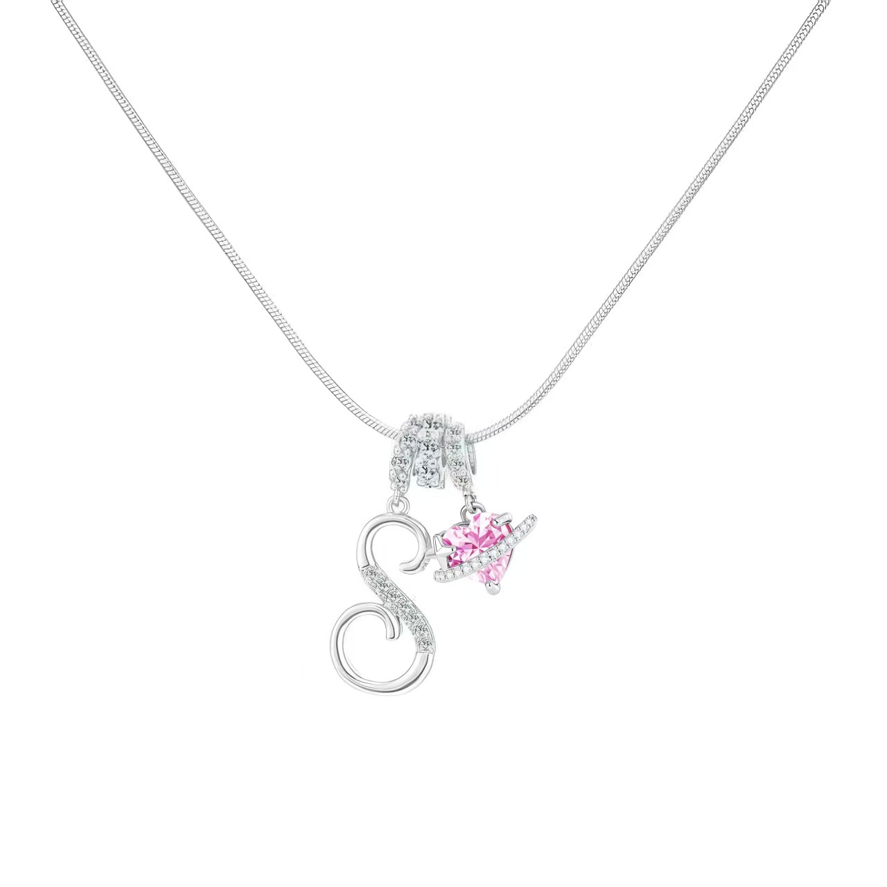 [Copy]Dainty Heart Initial Letter DIY Necklace Series, 22K Gold Plated Stainless Steel Chain with Zircon Pendant