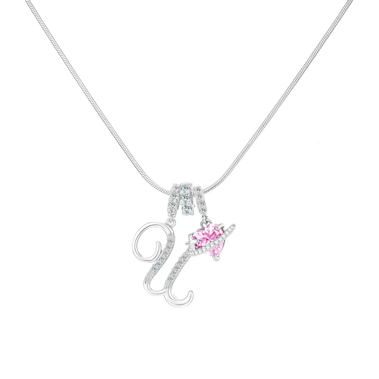 [Copy]Dainty Heart Initial Letter DIY Necklace Series, 22K Gold Plated Stainless Steel Chain with Zircon Pendant