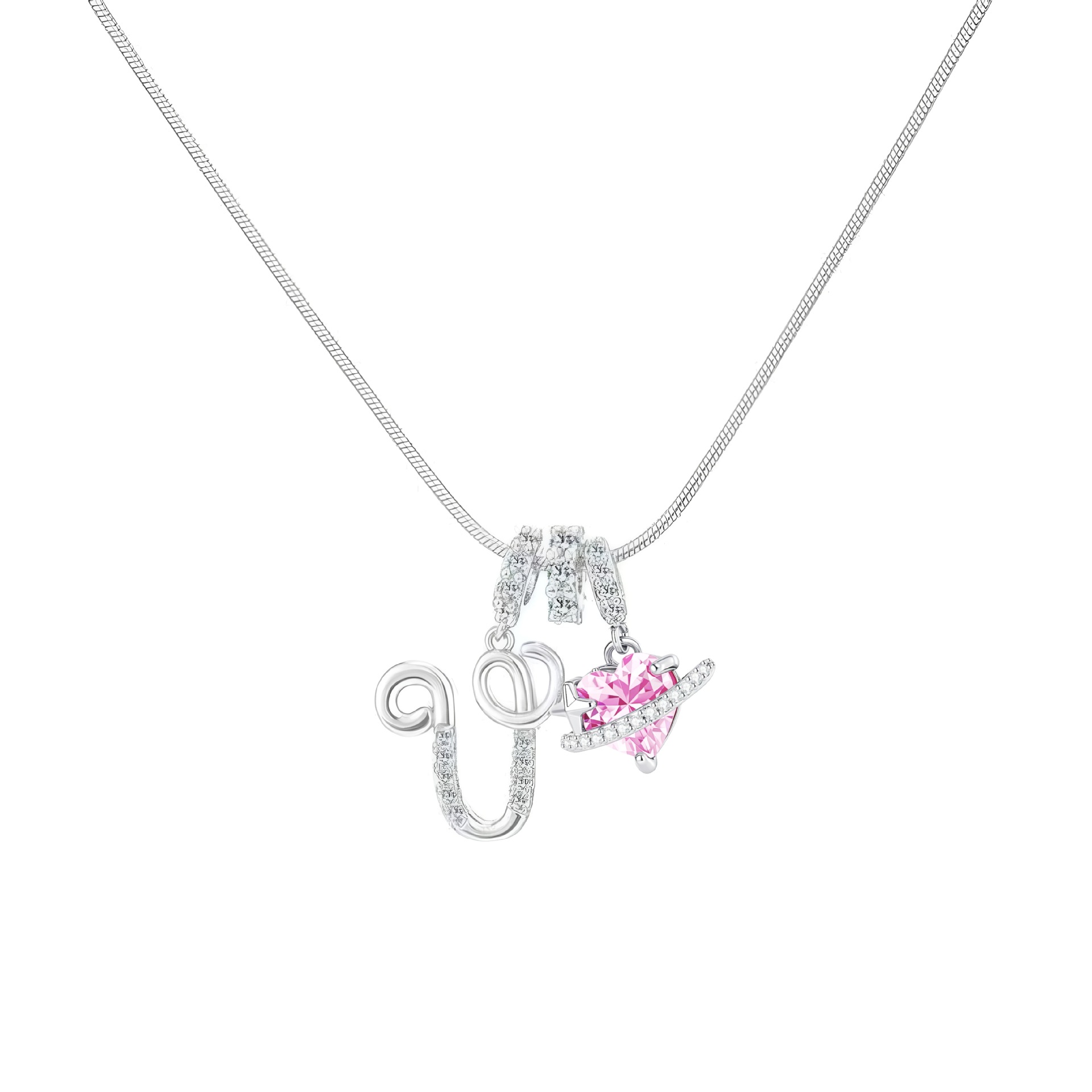 [Copy]Dainty Heart Initial Letter DIY Necklace Series, 22K Gold Plated Stainless Steel Chain with Zircon Pendant