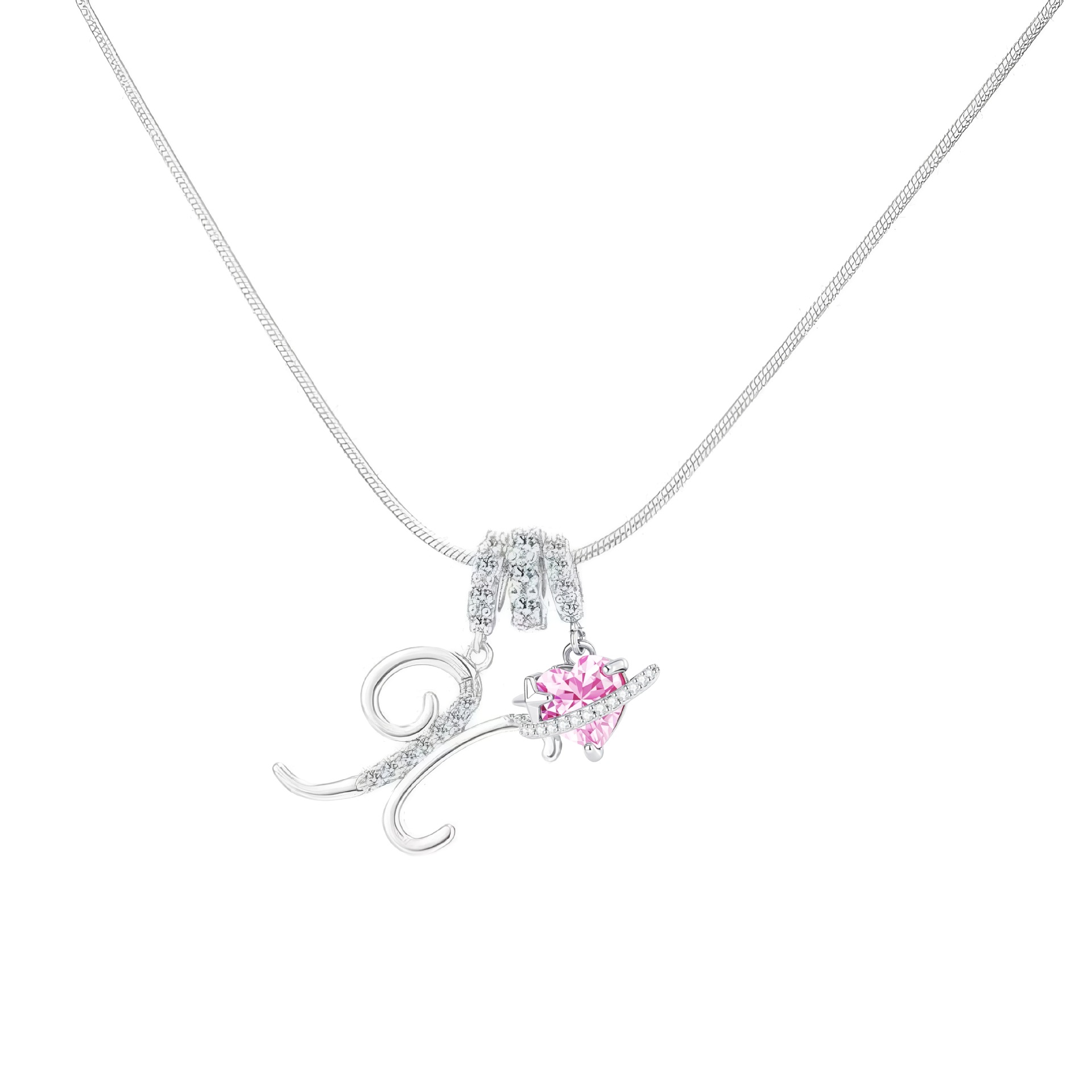 [Copy]Dainty Heart Initial Letter DIY Necklace Series, 22K Gold Plated Stainless Steel Chain with Zircon Pendant