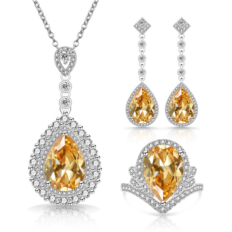 4.6ct Drop-Shaped Cubic Zirconia Necklace / Ring / Earrings / Set