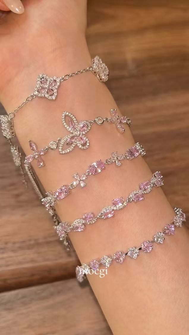 [Copy]Same as viral video | Set Brand Founder Creative Jewelry - pink bracelet bundle