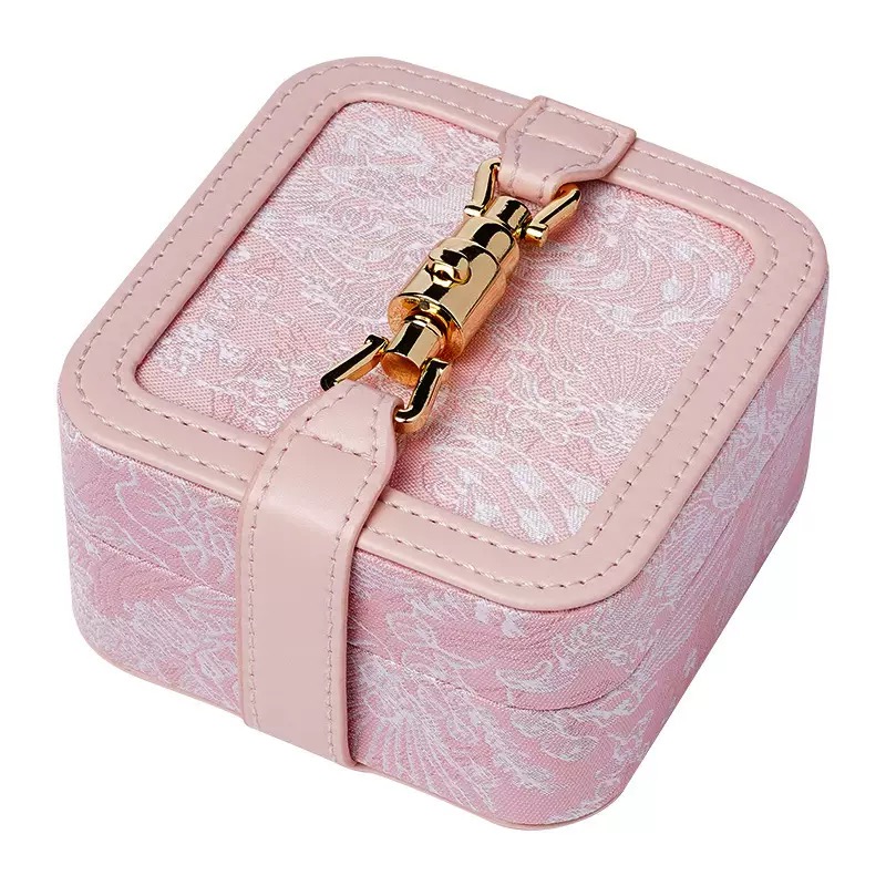 Embroidered Travel Jewelry Box, Portable Small Jewellery Storage Case