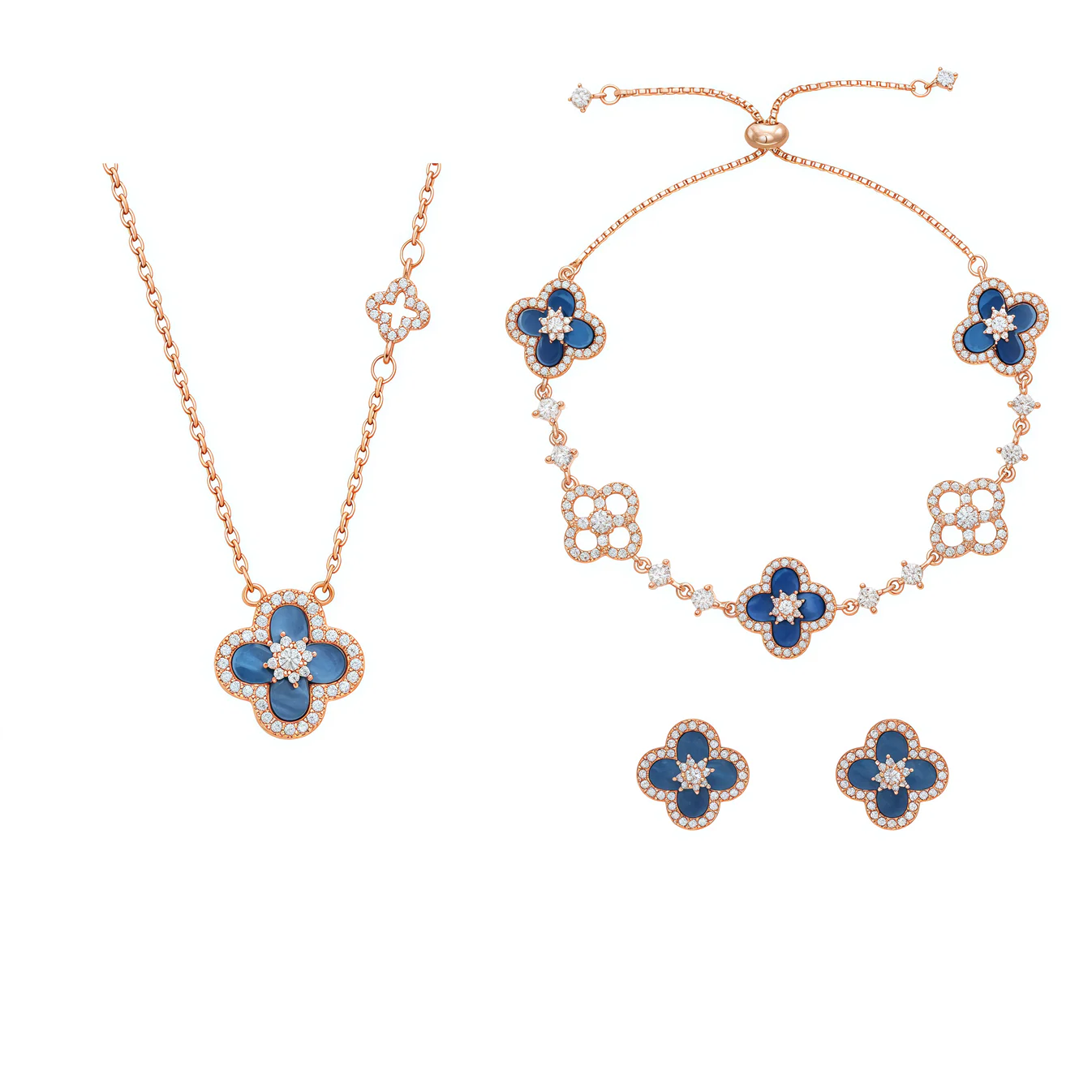 Blue Gold Sakura Set（necklace/bracelet/earing/ring）