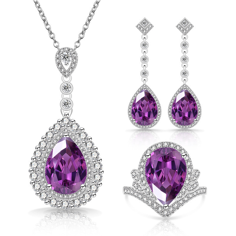 4.6ct Drop-Shaped Cubic Zirconia Necklace / Ring / Earrings / Set