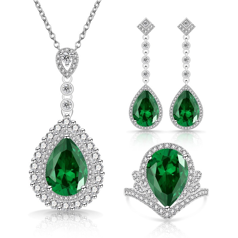 4.6ct Drop-Shaped Cubic Zirconia Necklace / Ring / Earrings / Set