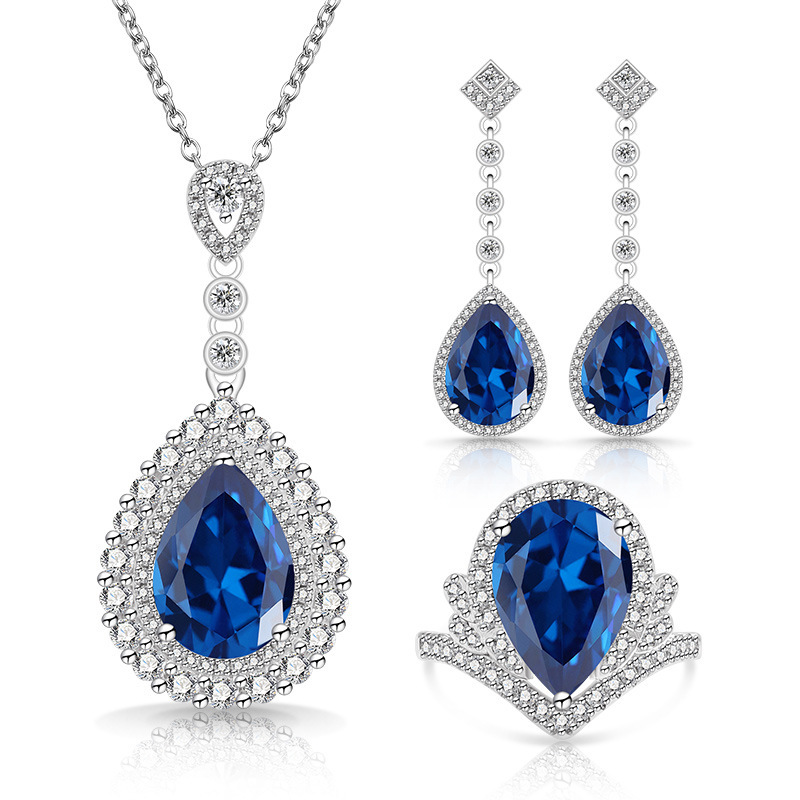 4.6ct Drop-Shaped Cubic Zirconia Necklace / Ring / Earrings / Set