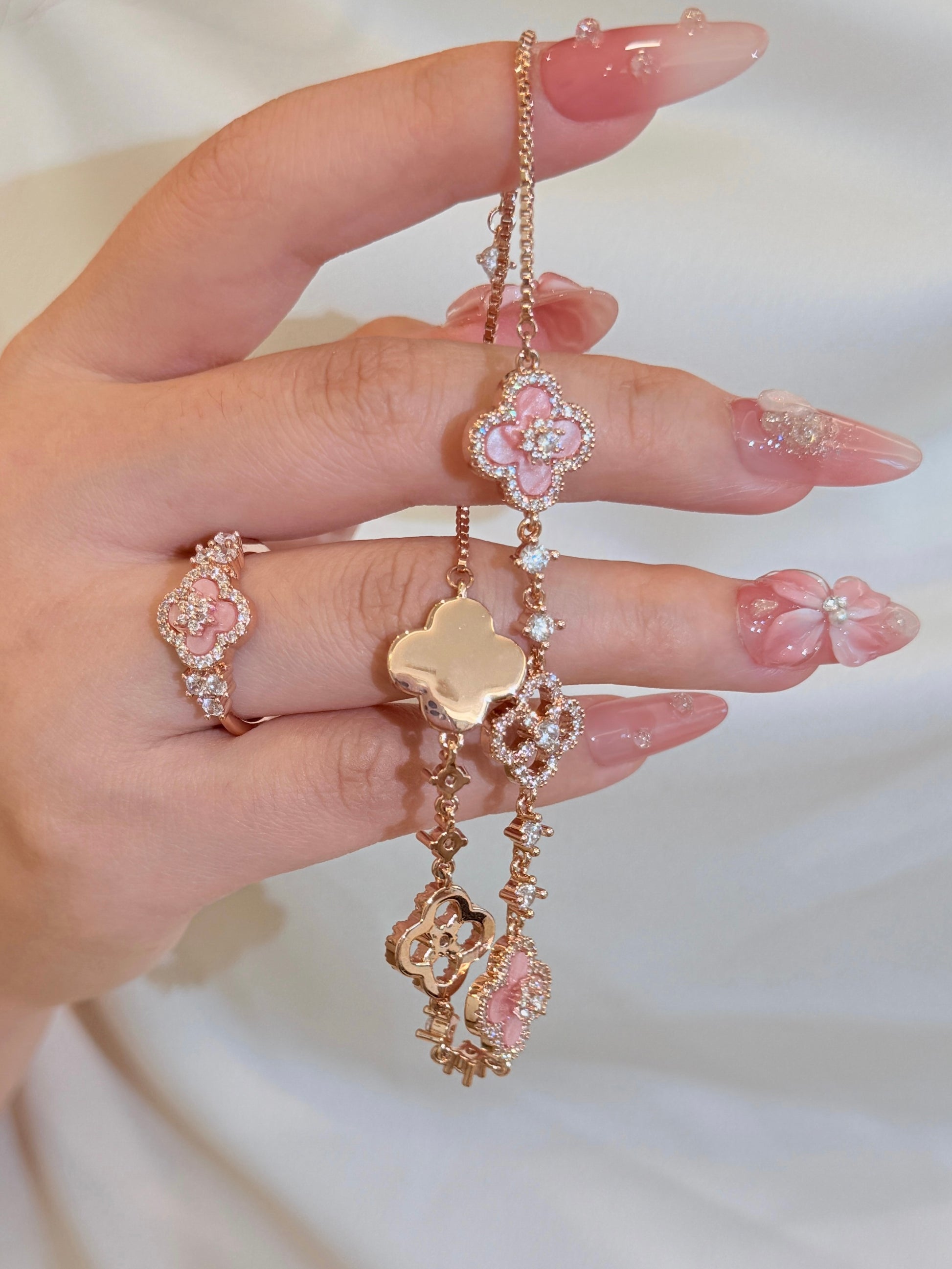 Pink Sakura Set（necklace/bracelet/earing/ring）