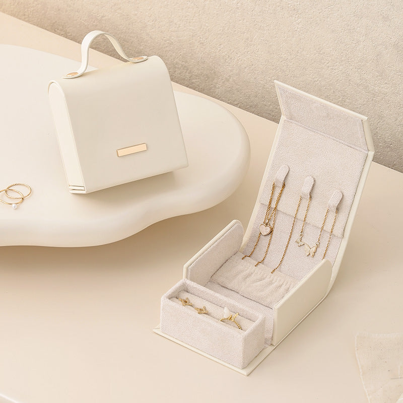 Cute Handheld Jewelry Travel Case | Portable PU Leather Jewelry Organizer Box
