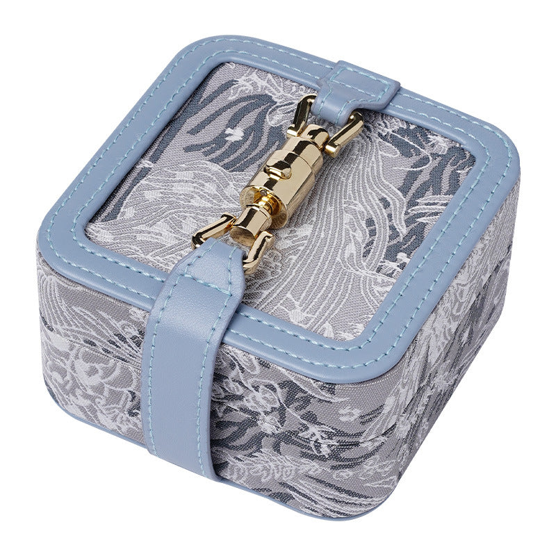 Embroidered Travel Jewelry Box, Portable Small Jewellery Storage Case