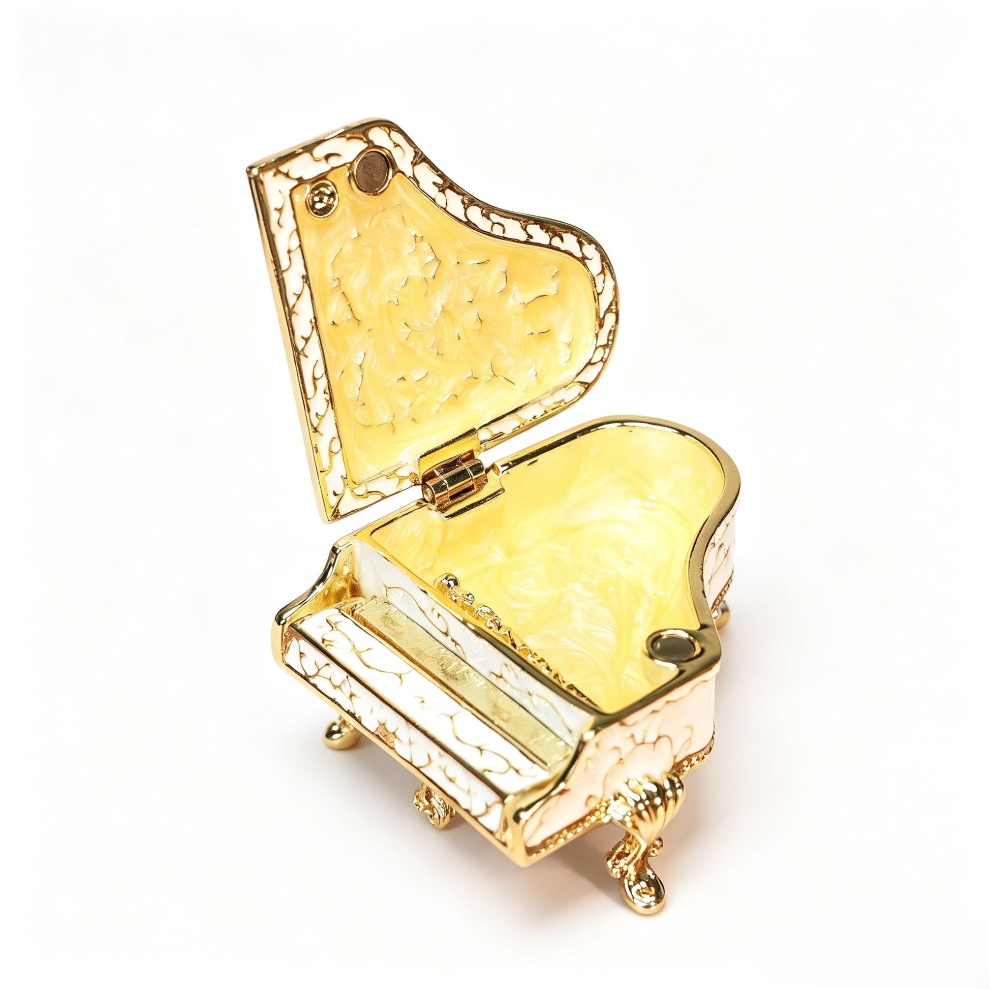 Rhinestone Enamel Piano Figurine Trinket Jewelry Box