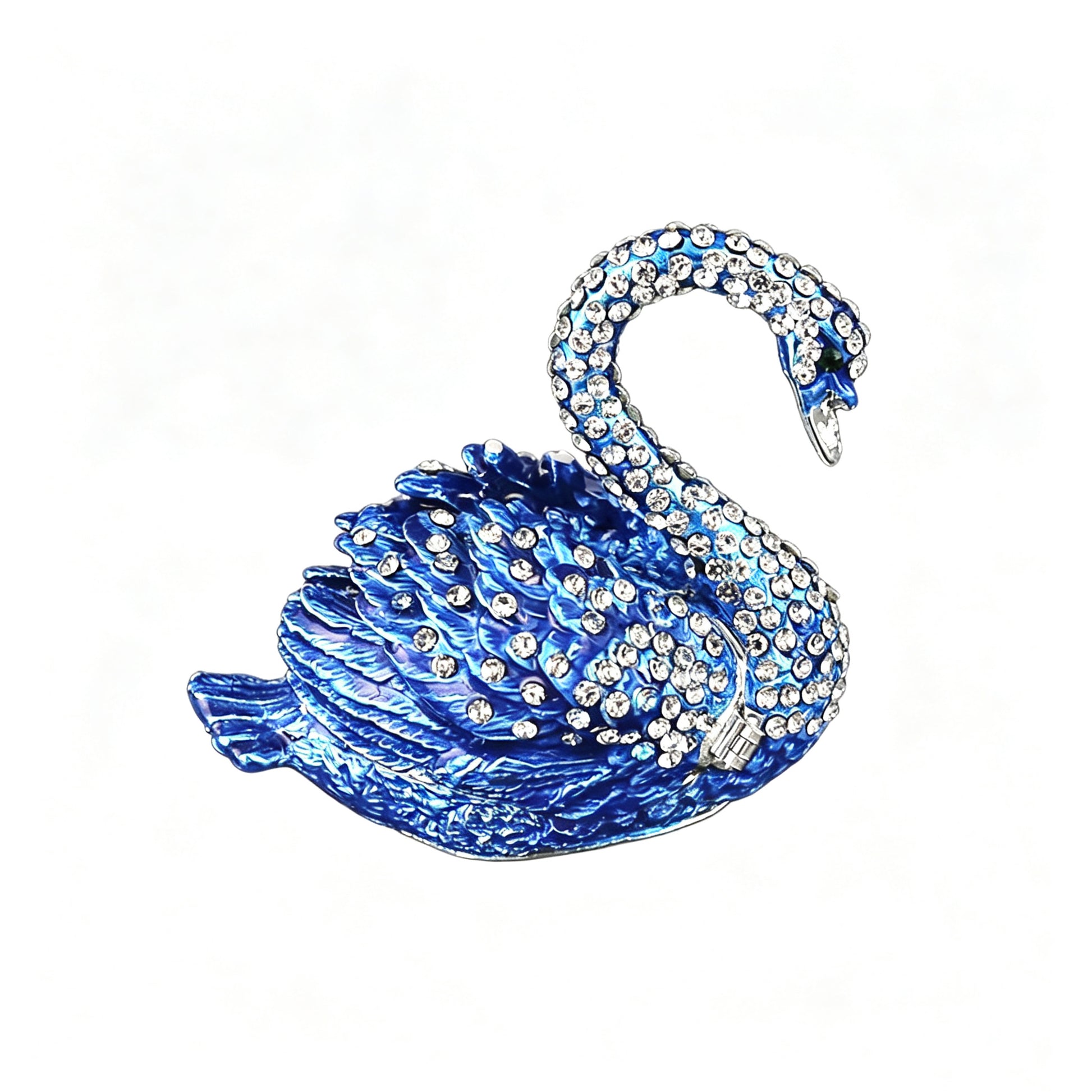 Enamel Swan Jewelry Trinket Box
