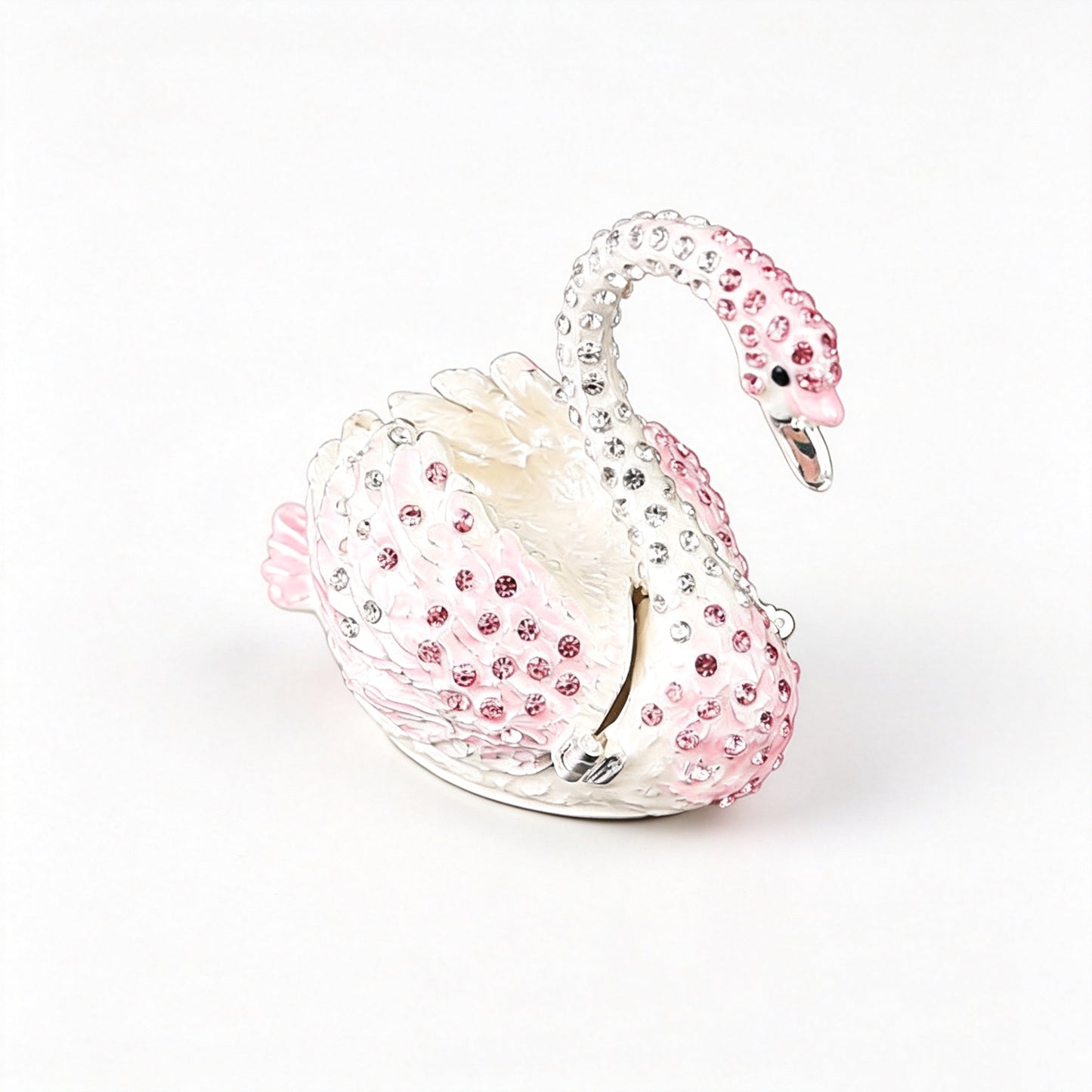 Enamel Swan Jewelry Trinket Box