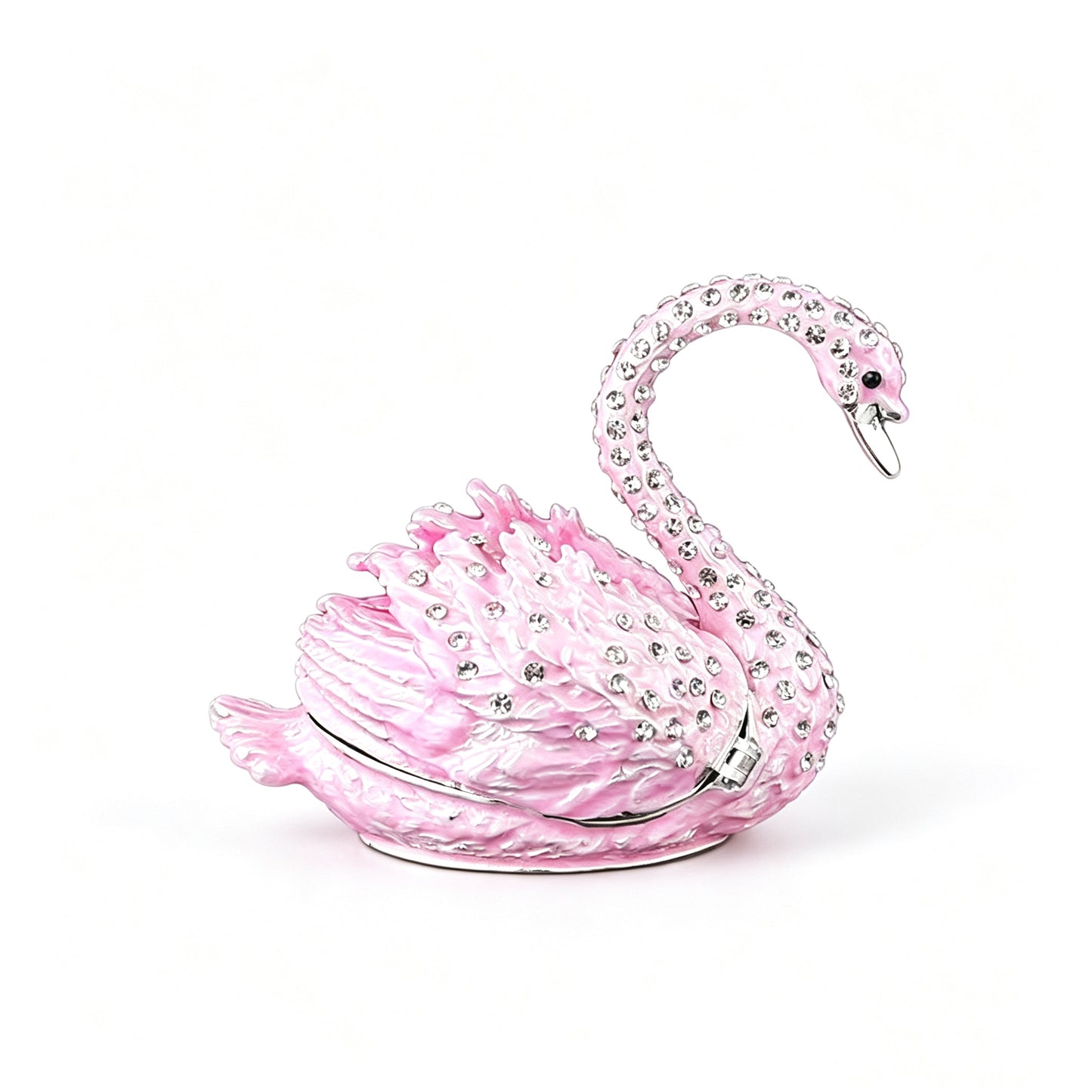 Enamel Swan Jewelry Trinket Box