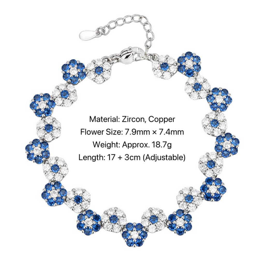 Blue Spiked Crystal Flower Bracelet / Necklaces