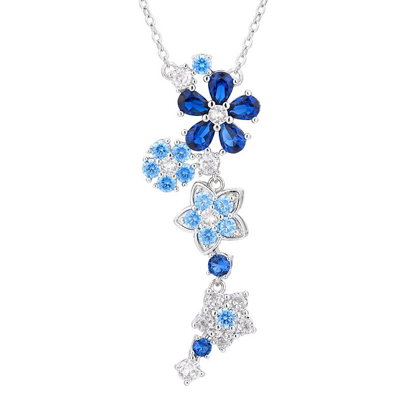 Blue Spiked Crystal Flower Bracelet / Necklaces
