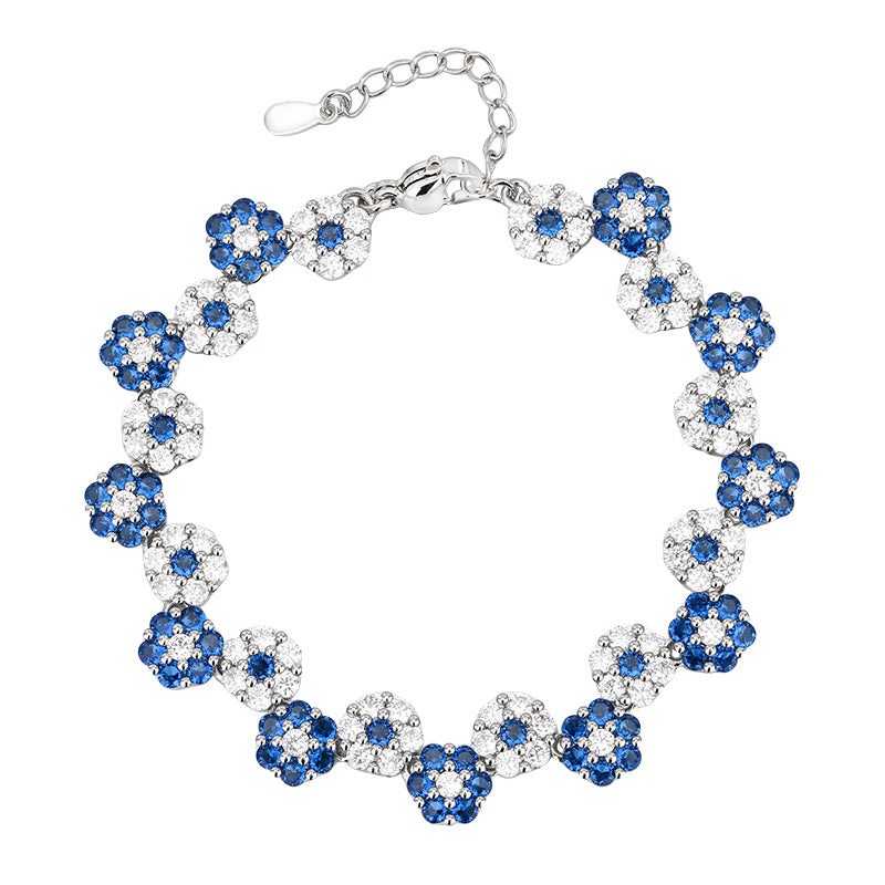 Blue Spiked Crystal Flower Bracelet / Necklaces