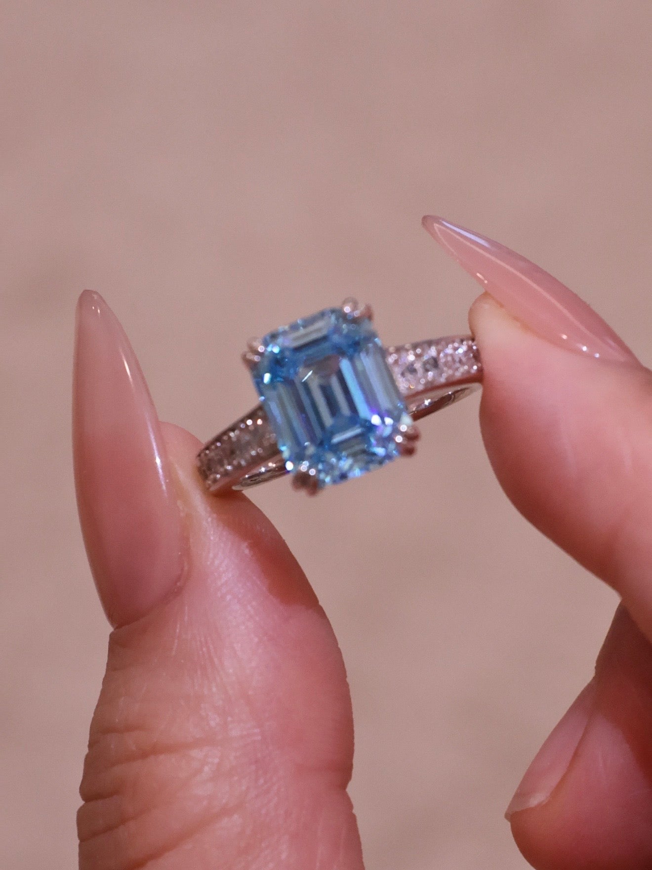 4ct Icy Blue Statement Ring