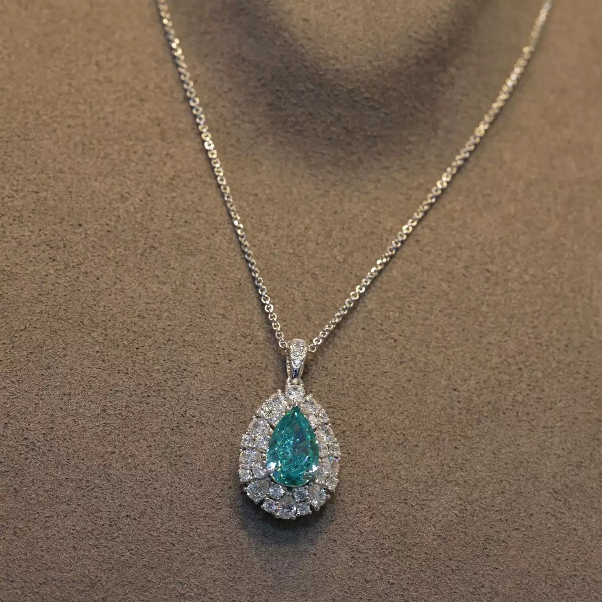 Blue / Green Shaped Paraiba-Inspired Necklace / Ring