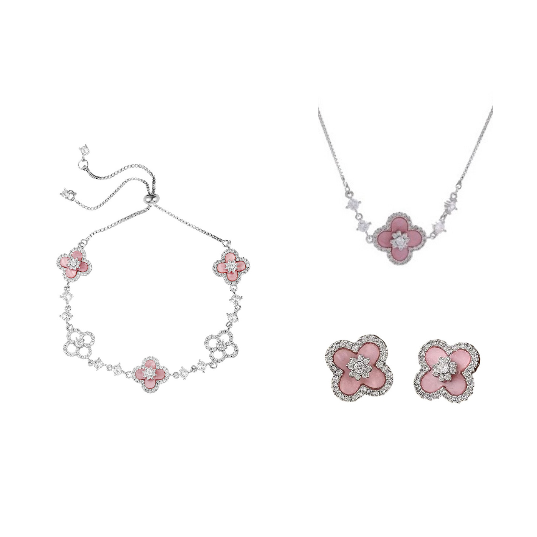 Pink silver Sakura Set（necklace/bracelet/earing/ring）