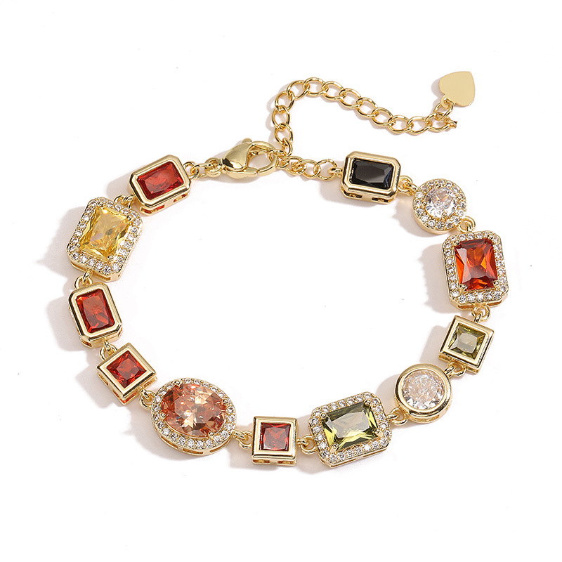 Geometric Inlaid Colored Diamonds -【Bracelet/Necklace】