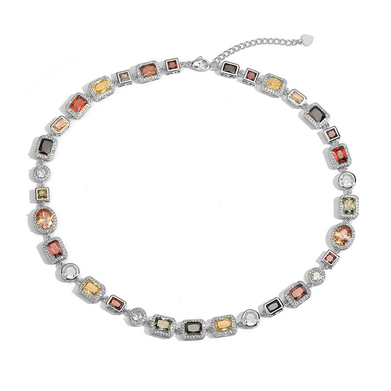 Geometric Inlaid Colored Diamonds -【Bracelet/Necklace】