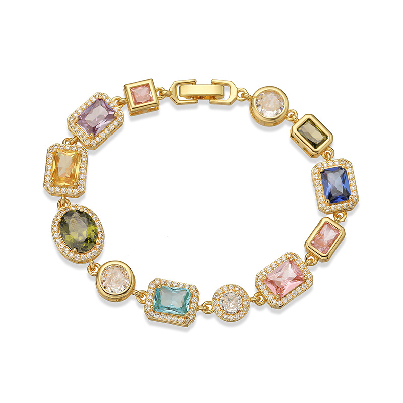 Geometric Inlaid Colored Diamonds -【Bracelet/Necklace】