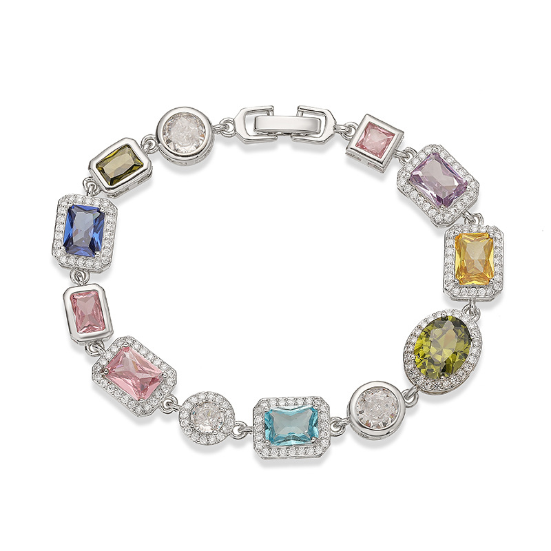 Geometric Inlaid Colored Diamonds -【Bracelet/Necklace】