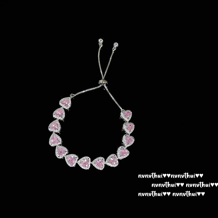 Sweetheart Peach Pink Heart Gemstone-Bracelet / Necklace / Ring / Earrings