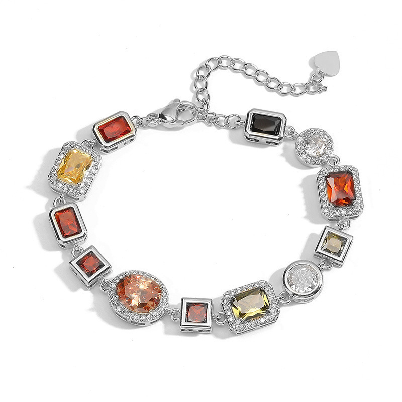 Geometric Inlaid Colored Diamonds -【Bracelet/Necklace】
