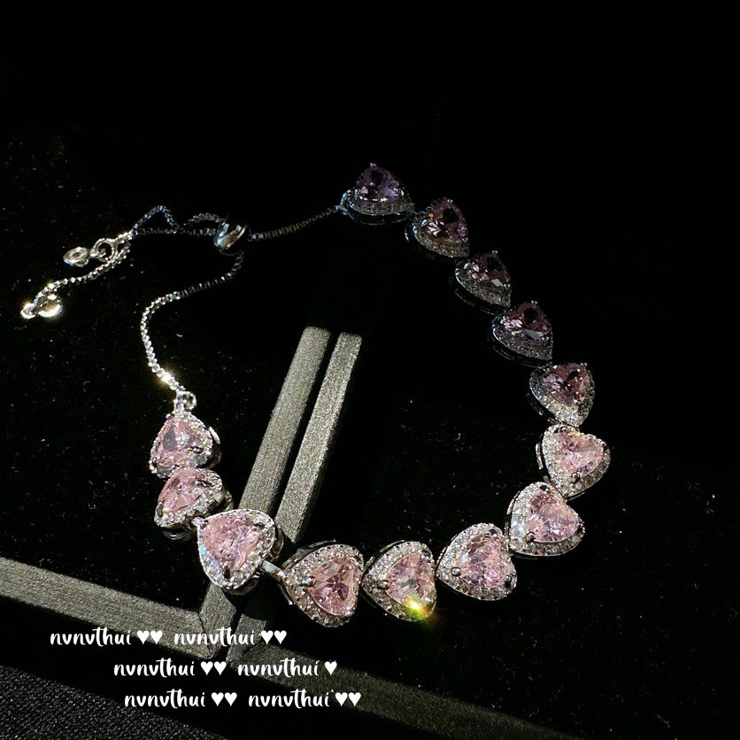 Sweetheart Peach Pink Heart Gemstone-Bracelet / Necklace / Ring / Earrings