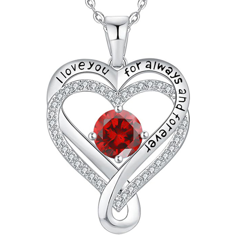 12 Months Birthstone Eternal Heart  -【Necklace】| 925 silver