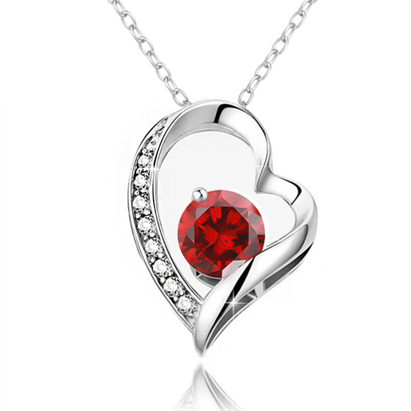 12 Months Birthstone Heart -【Necklace】| 925 silver