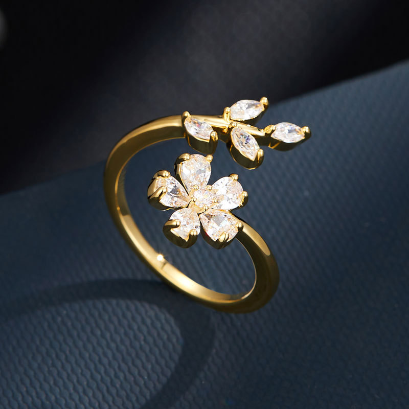 Floral Branch Leaf Ring
