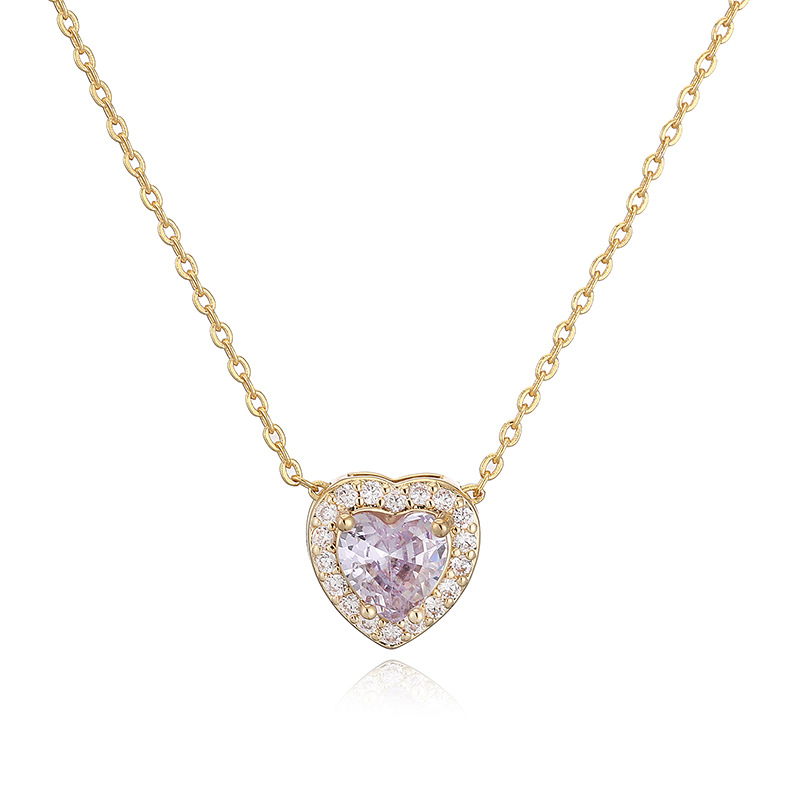 12 Monthly Birthstones Heart Necklace 
