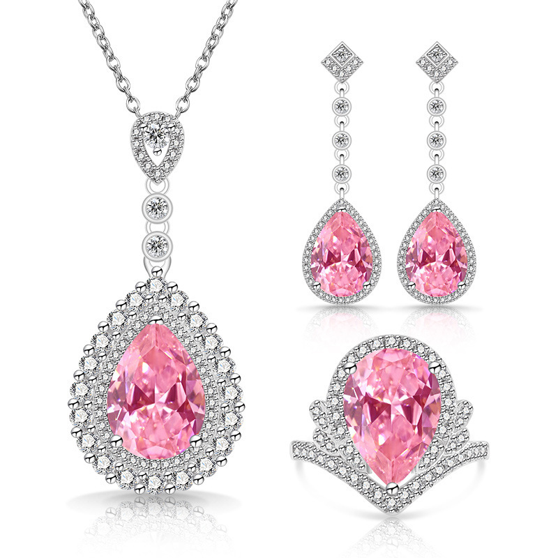 4.6ct Drop-Shaped Cubic Zirconia Necklace / Ring / Earrings / Set