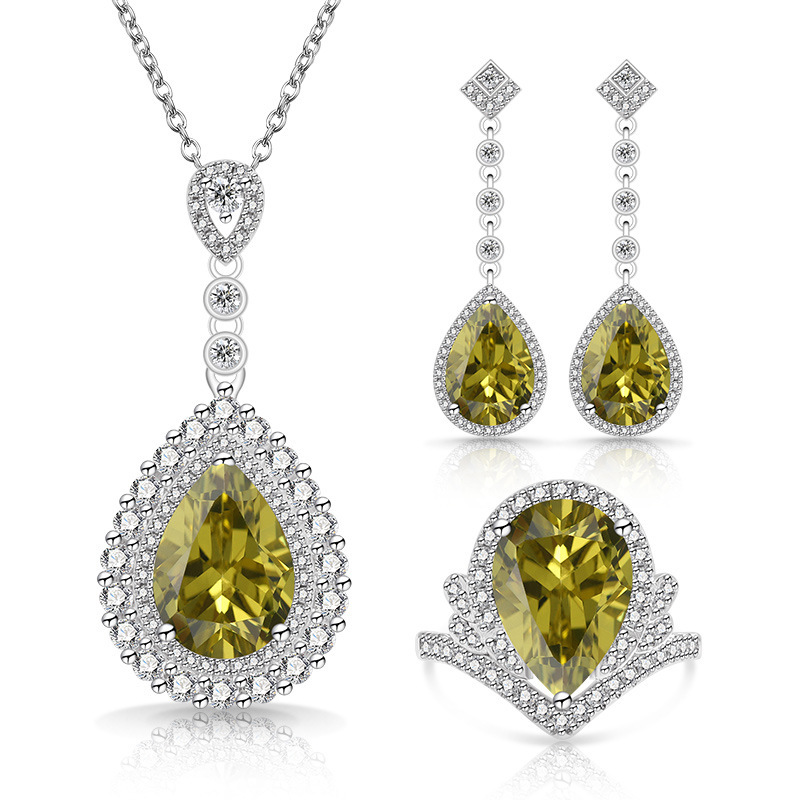 4.6ct Drop-Shaped Cubic Zirconia Necklace / Ring / Earrings / Set