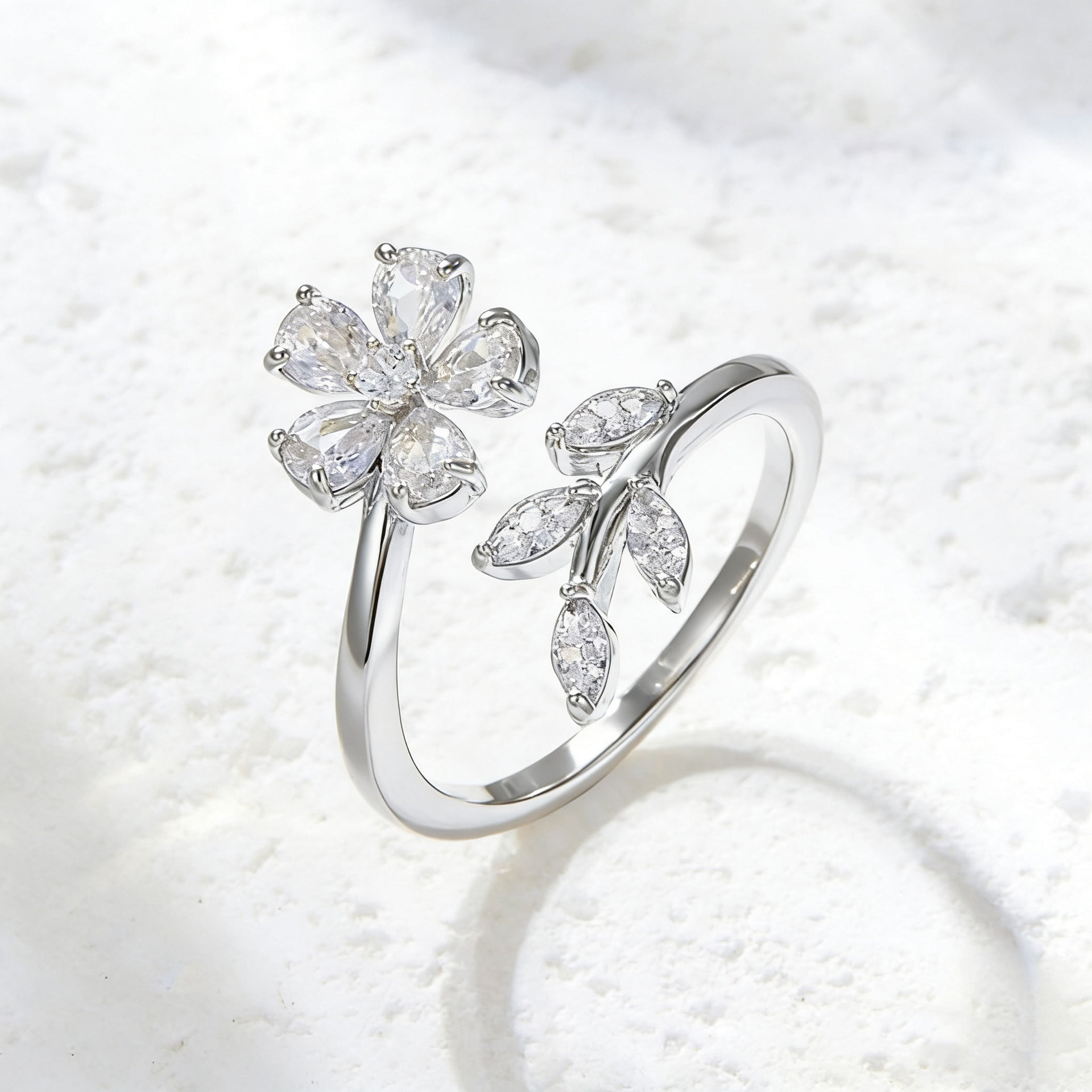 Floral Branch Leaf Ring