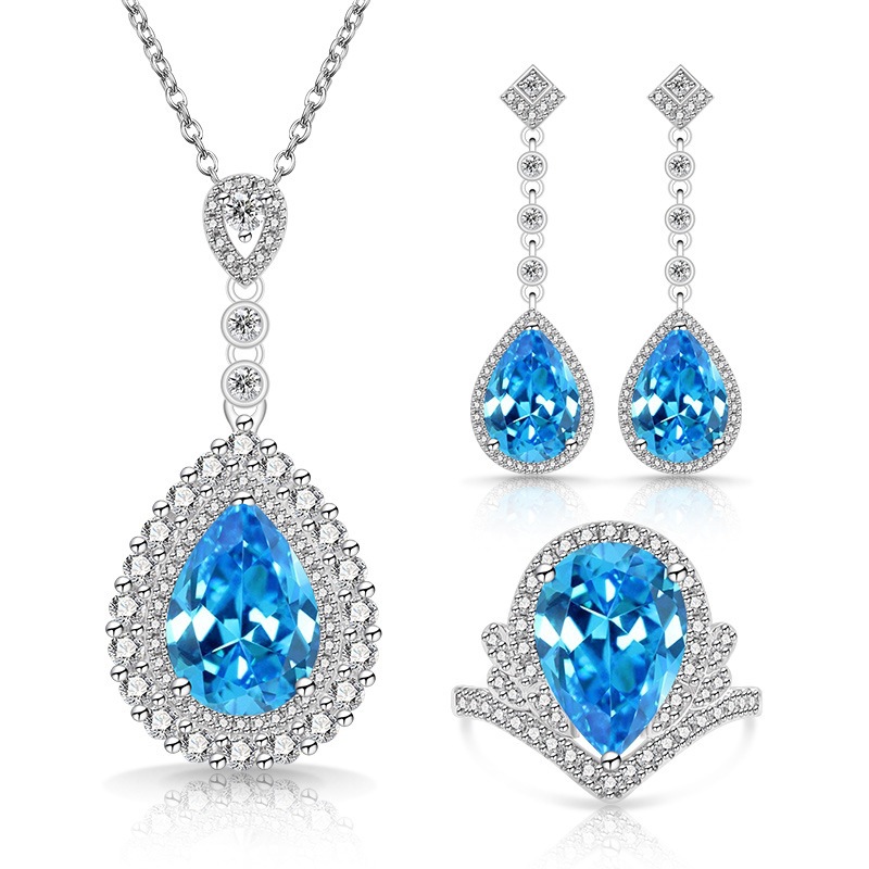 4.6ct Drop-Shaped Cubic Zirconia Necklace / Ring / Earrings / Set