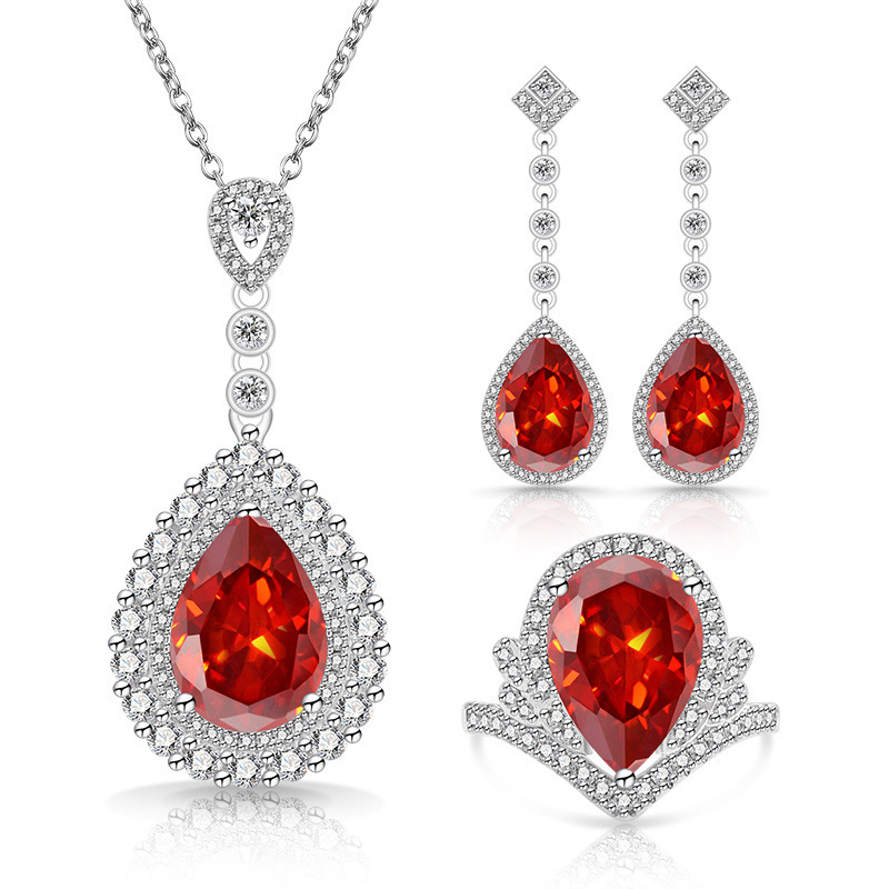 4.6ct Drop-Shaped Cubic Zirconia Necklace / Ring / Earrings / Set