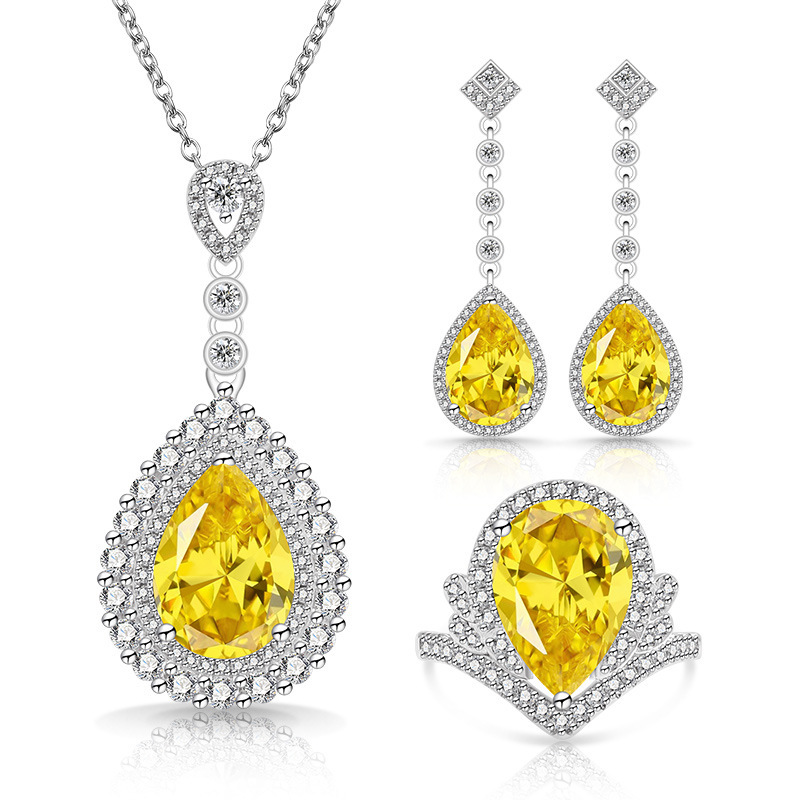 4.6ct Drop-Shaped Cubic Zirconia Necklace / Ring / Earrings / Set