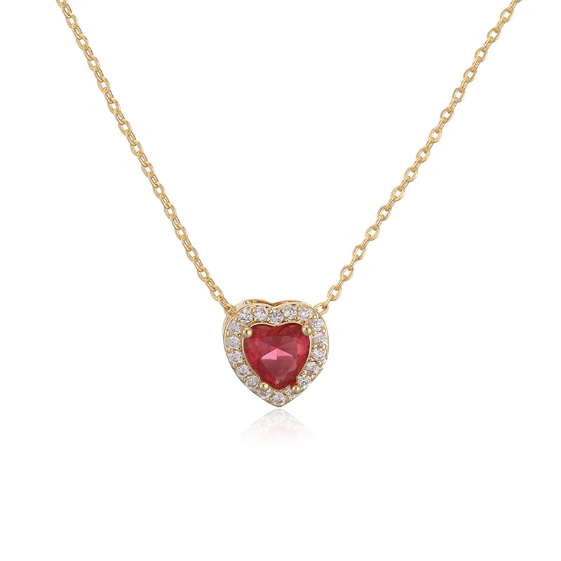 12 Monthly Birthstones Heart Necklace 