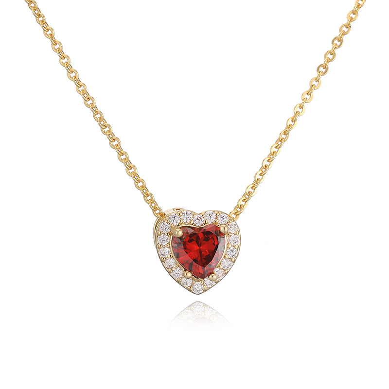 12 Monthly Birthstones Heart Necklace 