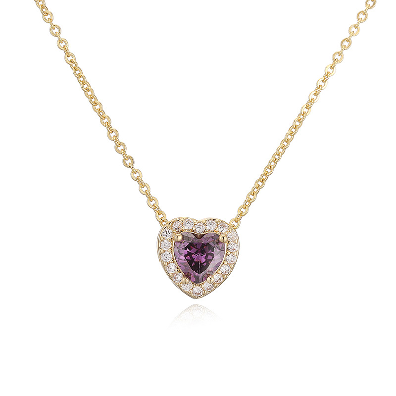 12 Monthly Birthstones Heart Necklace 