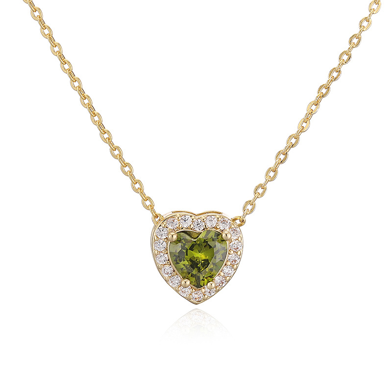 12 Monthly Birthstones Heart Necklace 