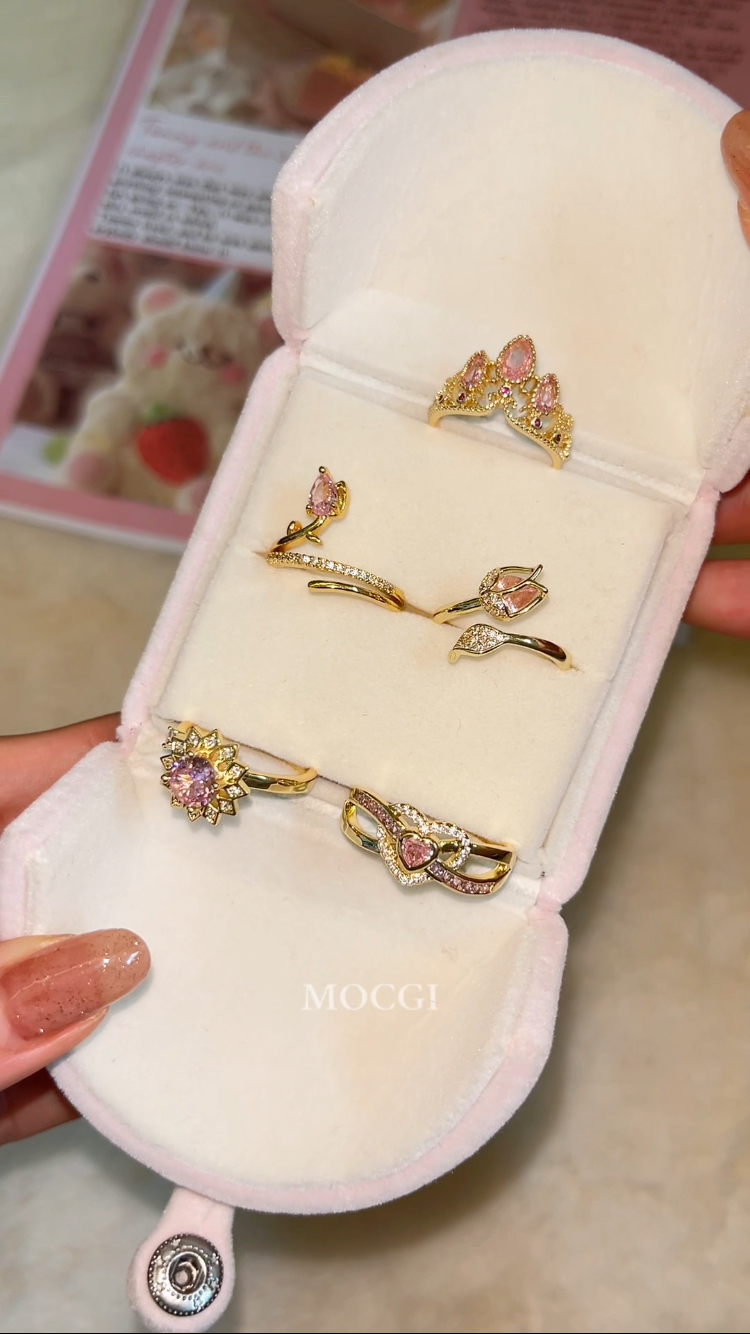 Same as viral video | Set Brand Founder Creative Jewelry - Pink Ring Set