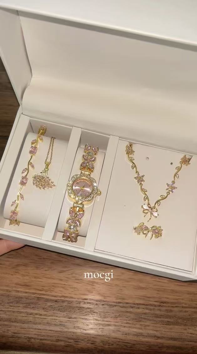 Same as viral video | Set Brand Founder Creative Jewelry - bow/tulip/swan/watch