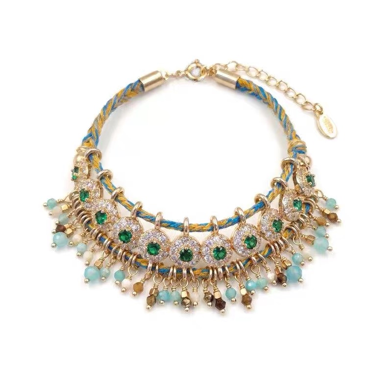 Stellar Wanderer Zircon Tassel Braided Bracelet